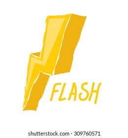 orange lightning bolt vector icon. Lightning logo doodle style