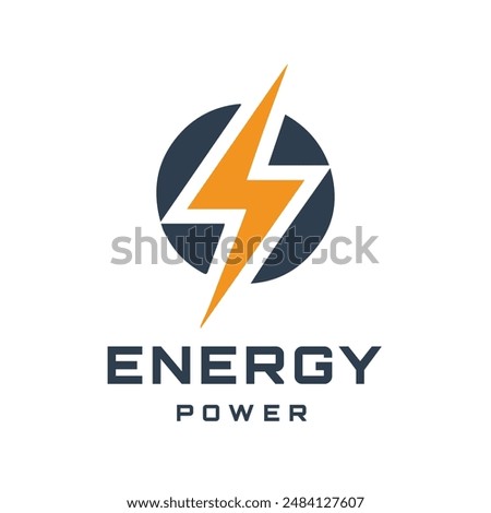 The orange Lightning symbol is placed inside a circle. This design is suitable for companies operating in the field of energy, electric power technology, or renewable energy solutions.