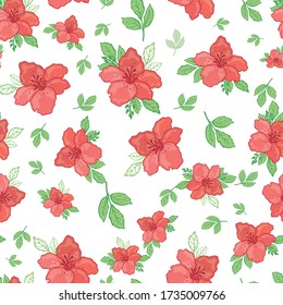 orange lily flower green leaf white background seamless print background design