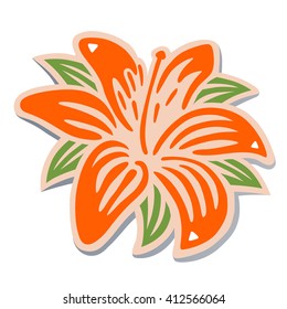 Orange lily isolated on white background (vector illustration)