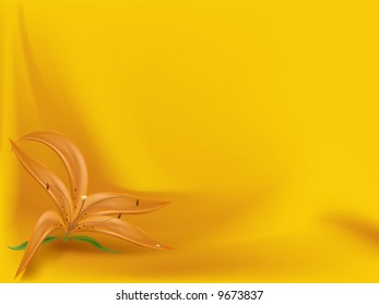 orange lily on the curtained background made with Mesh tool