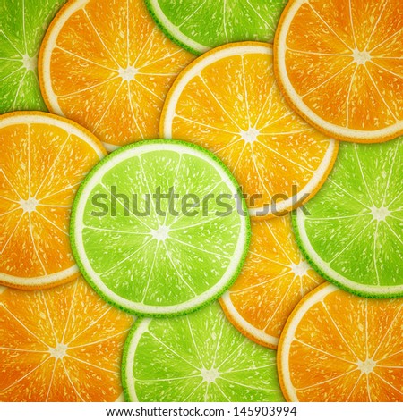 Orange and lime fruit slices background eps10 vector illustration