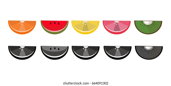 Orange, Lime, kiwi watermelon slices pattern Vector illustration