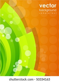 Orange with lime shapes. Abstract vector background