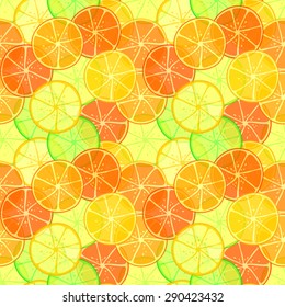Orange and lime slices vector seamless pattern