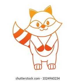 orange line adorable raccoon wild animal character