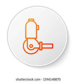 Orange line Angle grinder icon isolated on white background. White circle button. Vector Illustration