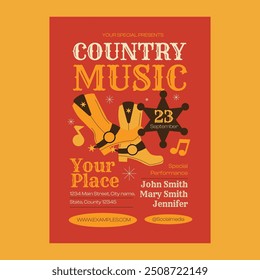 Orange Line Art Country Music Flyer