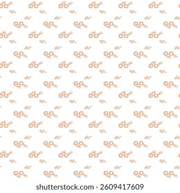 Orange Line Art Pattern Featuring Magnifying Glasses and Scissors