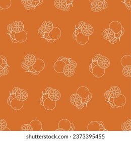 Orange line art seamless pattern. Suitable for backgrounds, wallpapers, fabrics, textiles, wrapping papers, printed materials, and many more.