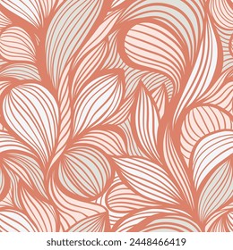 Orange Line Art Wavy Lines Vector Seamless Pattern for Textile