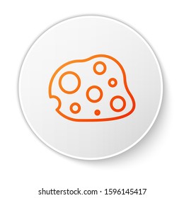 Orange line Asteroid icon isolated on white background. White circle button. Vector Illustration
