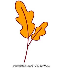 Orange line autumn leaf. Vector illustration with autumn theme.