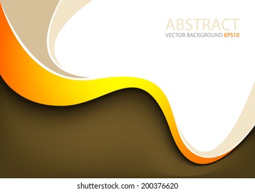Orange line background on brown and white color with brown line abstract vector for text and message modern header website design