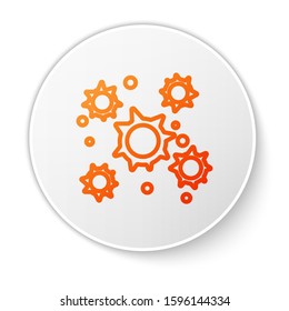 Orange line Bacteria icon isolated on white background. Bacteria and germs, microorganism disease causing, cell cancer, microbe, virus, fungi. White circle button. Vector Illustration