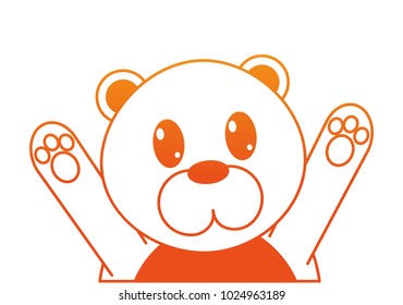 orange line bear cute animal with hands up