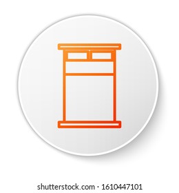 Orange line Big bed for two or one person icon isolated on white background. White circle button. Vector Illustration
