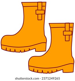 Orange line boots. Vector illustration with autumn theme.