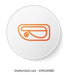 Orange line Car door handle icon isolated on white background. White circle button. Vector Illustration