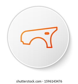 Orange line Car fender icon isolated on white background. White circle button. Vector Illustration