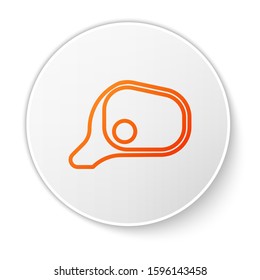 Orange line Car mirror icon isolated on white background. White circle button. Vector Illustration