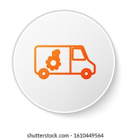 Orange line Car service icon isolated on white background. Repair service auto mechanic. Maintenance sign. White circle button. Vector Illustration