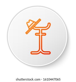 Orange line Coat stand icon isolated on white background. White circle button. Vector Illustration