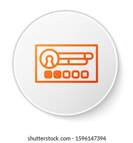 Orange line Create account screen icon isolated on white background. White circle button. Vector Illustration