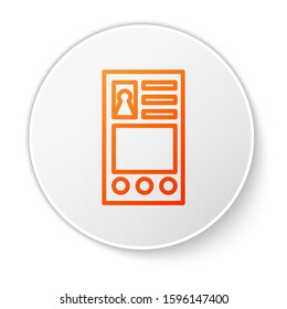Orange line Create account screen icon isolated on white background. White circle button. Vector Illustration