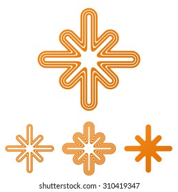 Orange line cross logo design set