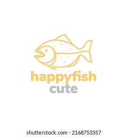 orange line fish cute funny logo design vector graphic symbol icon illustration creative idea