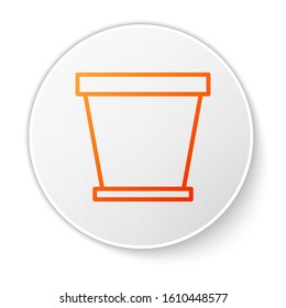 Orange line Flower pot icon isolated on white background. White circle button. Vector Illustration