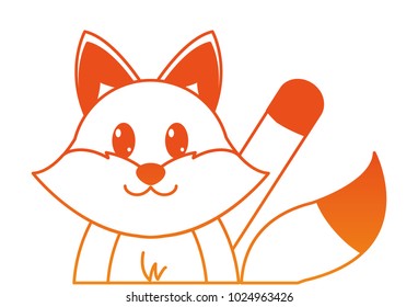 orange line fox cute animal with hand up