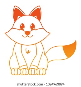orange line fox cute wild animal character