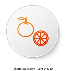 Orange line Orange fruit icon isolated on white background. White circle button. Vector Illustration