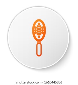 Orange line Hairbrush icon isolated on white background. Comb hair sign. Barber symbol. White circle button. Vector Illustration