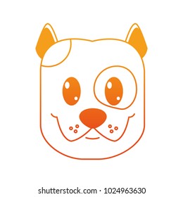 orange line happy dog head cute animal character