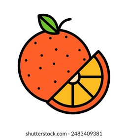 Orange line icon. Orange, citrus, fruit, vitamin C, juicy, refreshing, sweet, tangy, nutritious, peel, segments, pulp, fiber, antioxidants, potassium, vitamins, minerals