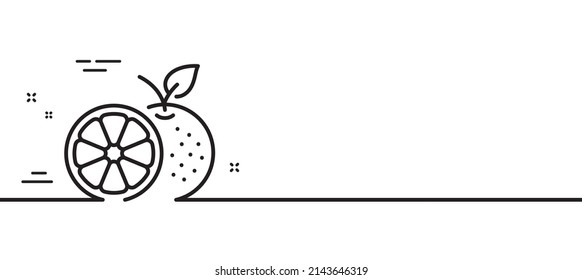 Icono de línea naranja. Señal de comida de frutas. Símbolo nutricional dietético. Fondo mínimo de la ilustración de línea. Banner de patrón de icono de línea naranja. Concepto de plantilla web blanca. Vector