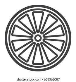 Orange line icon, fruit and vitamin, vector graphics, a linear pattern on a white background, eps 10.