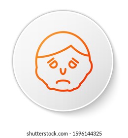 Orange line Inflammation on face icon isolated on white background. White circle button. Vector Illustration