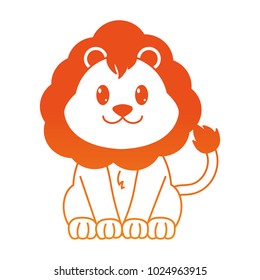 orange line lion cute wild animal character