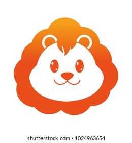 orange line lion head cute animal character