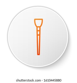 Orange line Makeup brush icon isolated on white background. White circle button. Vector Illustration