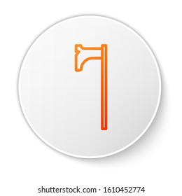 Orange line Medieval axe icon isolated on white background. Battle axe, executioner axe. Medieval weapon. White circle button. Vector Illustration