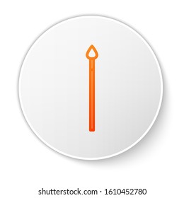 Orange line Medieval spear icon isolated on white background. Medieval weapon. White circle button. Vector Illustration