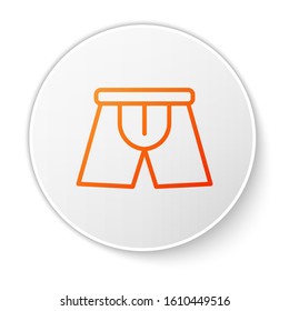 Orange line Men underpants icon isolated on white background. Man underwear. White circle button. Vector Illustration