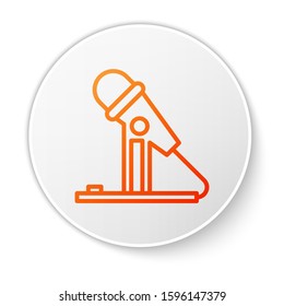 Orange line Microphone icon isolated on white background. On air radio mic microphone. Speaker sign. White circle button. Vector Illustration