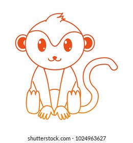 orange line monkey cute wild animal character
