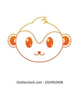 orange line monkey head cute animal character